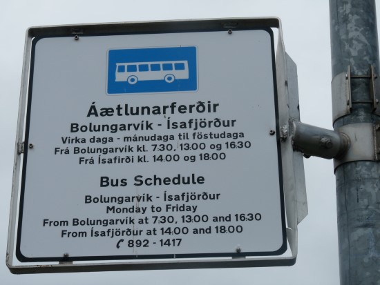 Bus timetable in Bolungarvik