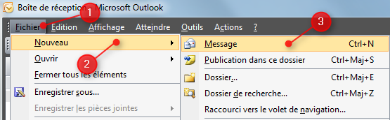 Outlook - nouveau message